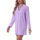 thumbnail image 4 of CAMISA DE SUEÑO DE MANGAS LARGAS PARA MUJER INSPIRADA CHIC CON SOLAPA NOTCHED Y BOTONES, NOCHE L TARO MORADO, 4 of 6