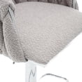 thumbnail image 5 of Swivel Bar Stools Set of 2, Adjustable Counter Height Barstools with Woven Backrest and Silver Base, Boucle Fabric Upholstered Bar Chairs for Kitchen Island Pub Dining Room, Gray, 5 of 8