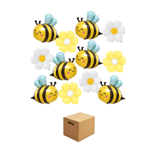 Kit De Globos De Abeja De Margarita 12 Piezas Belug Amarillo, Negro