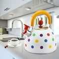 thumbnail image 4 of H Haus Roland Tea Kettle Stovetop Whistling Colorful Polka Dots Kettle Stainless Steel Tea Pot Foldable Handle 2.6 Quart / 2.5 Liters Polka Red, 4 of 7