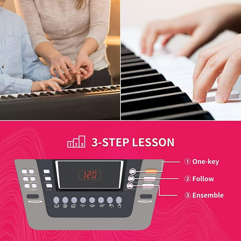 LAGRIMA 61 Key Portable Electric Piano Keyboard Include LED