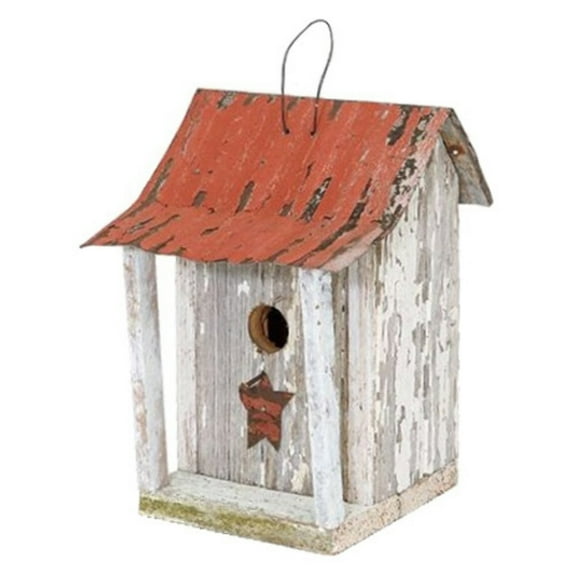 Home Bazaar HBA-1009S Beavertown Bird Shack, White with Red Roof