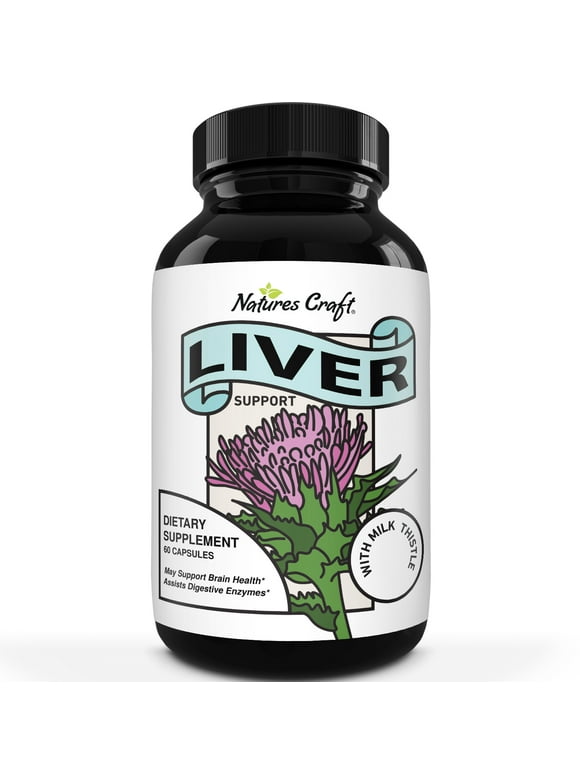 Nature's Craft Liver Support Supplement with Milk Thistle, 60 Count Vegan Capsules