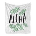 thumbnail image 1 of Aloha Soft Flannel Fleece Throw Blanket, Summer Pattern of Inky Text and Tropic Simple Leaves Oceanic Beach Design, Cozy Plush for Indoor and Outdoor Use, 50" x 70", Charcoal Grey Green, by Ambesonne, 1 of 6