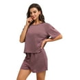 thumbnail image 2 of Womens 2 Piece Pajama Set Soft Short Sleeve Top With Pants Round Neck Casual Sleepwear Pajamas Set S-2xL, 2 of 9