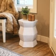 thumbnail image 6 of Sunnydaze Moderno Hexagon 17.25" Ceramic Garden Stool Side Table, White, 6 of 9