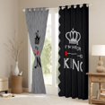 thumbnail image 3 of Homewish Abstract Rhombus Stripe Curtains Pack of 2 (42x84 Each),Vintage Queen Crown Curtains Blackout,Gray Black Bedroom Curtains For Girl Teens,Luxury Bedroom Decor, 3 of 6
