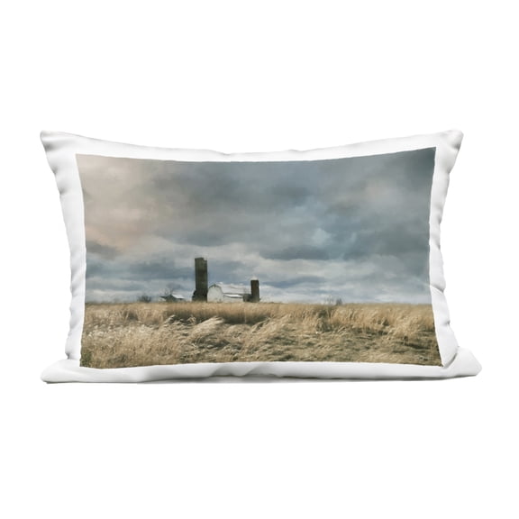 Stupell Industries Cloudy Farmland with Barn Outdoor Printed Pillow design by Lori Deiter, 14 x 7 x 20