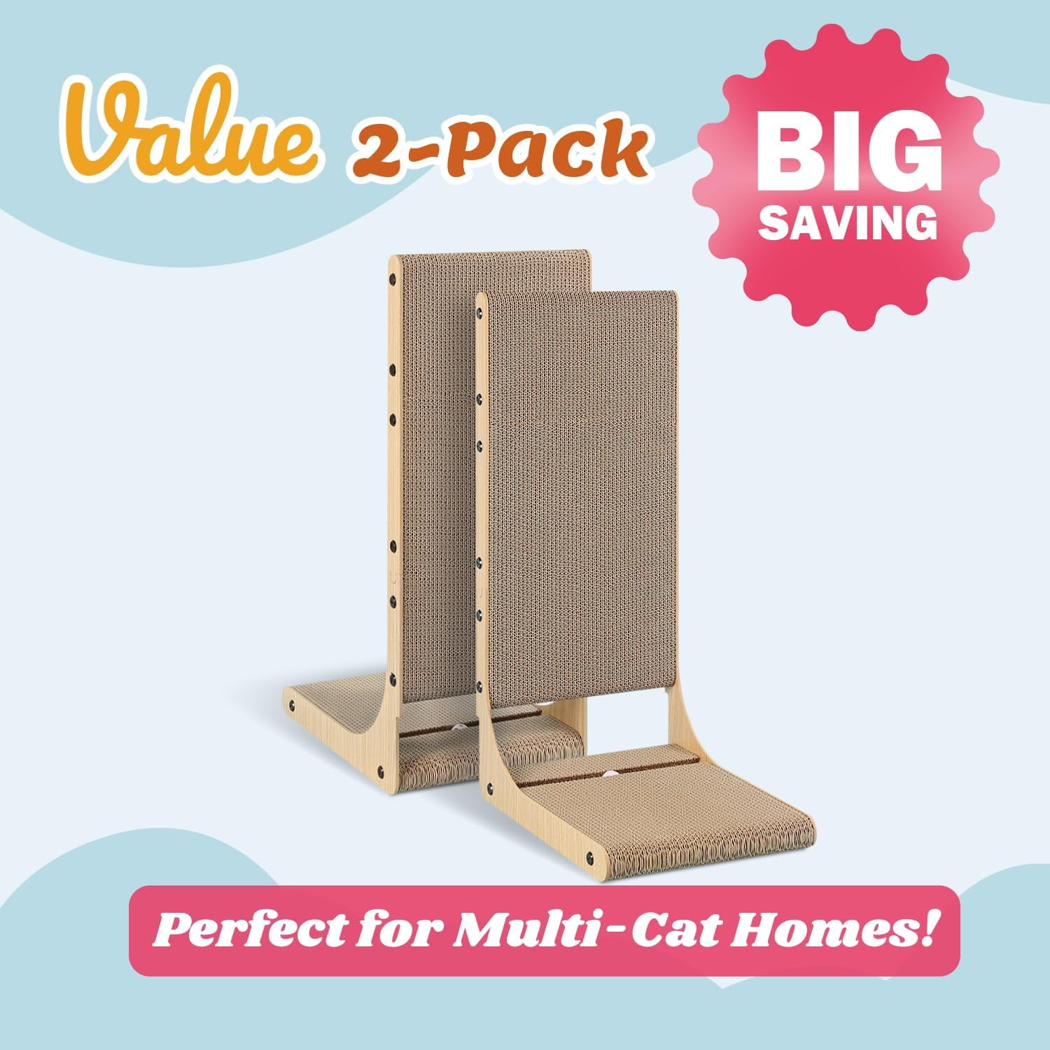 Zakkart  Window Perch and 2-Pack  Scratching Board Bundle - Sturdy Iron Frame with Washable Bed for Large Cats