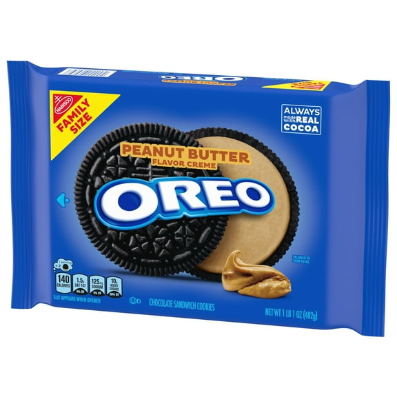 OREO Peanut Butter Creme Chocolate Sandwich Cookies, Family Size, 17 oz