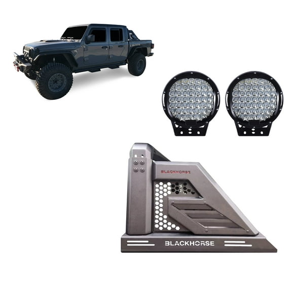 Black Horse Off Road Armour II Roll Bar Kit Black Compatible with 2019-2023 Jeep Gladiator-AR2-09B-PL69B