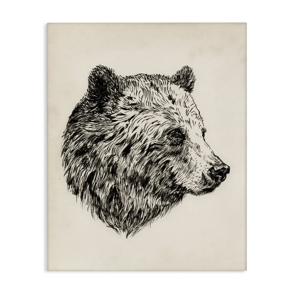 Stupell Industries Rustic Lodge Rustic Bear Drawing Canvas Art, 16 x 20, by Victoria Barnes