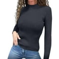 thumbnail image 2 of Pxiakgy Turtleneck Sweater Tops for Women Knitted Tops Stretch Lightweight Sweater Winter Clothes Cozy Sweaters Slim Fitted Ribbed Knit Tops Knitted Pullover Warm Sweater Tops Classic Dressy Tops XL, 2 of 5