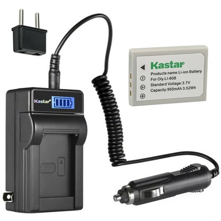Image of Kastar 1-Pack Li-80B Battery and LCD AC Charger Compatible with PROSIO Slim Neo Xc534 Slim Neo Xi REVUE DC5 super slim DC50 slim DC55 slim DC6 DC6 super slim DC65 slim Digital Cameras