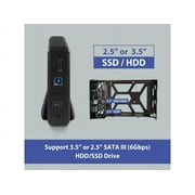 Vantec NexStar JX USB 3.2 Gen1x1, 3.5 or 2.5” SATA III HDD/SSD Drive Enclosure with eSATA - Aluminum casing, ABS Plastic - Black NST-358SU3-BK