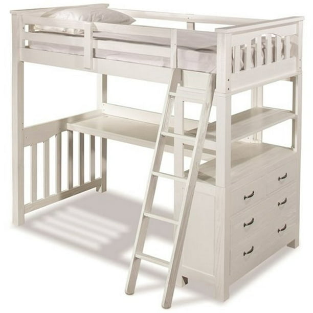 Pemberly Row Twin Solid Wood Loft Bed, Loft Bed With Dresser Under