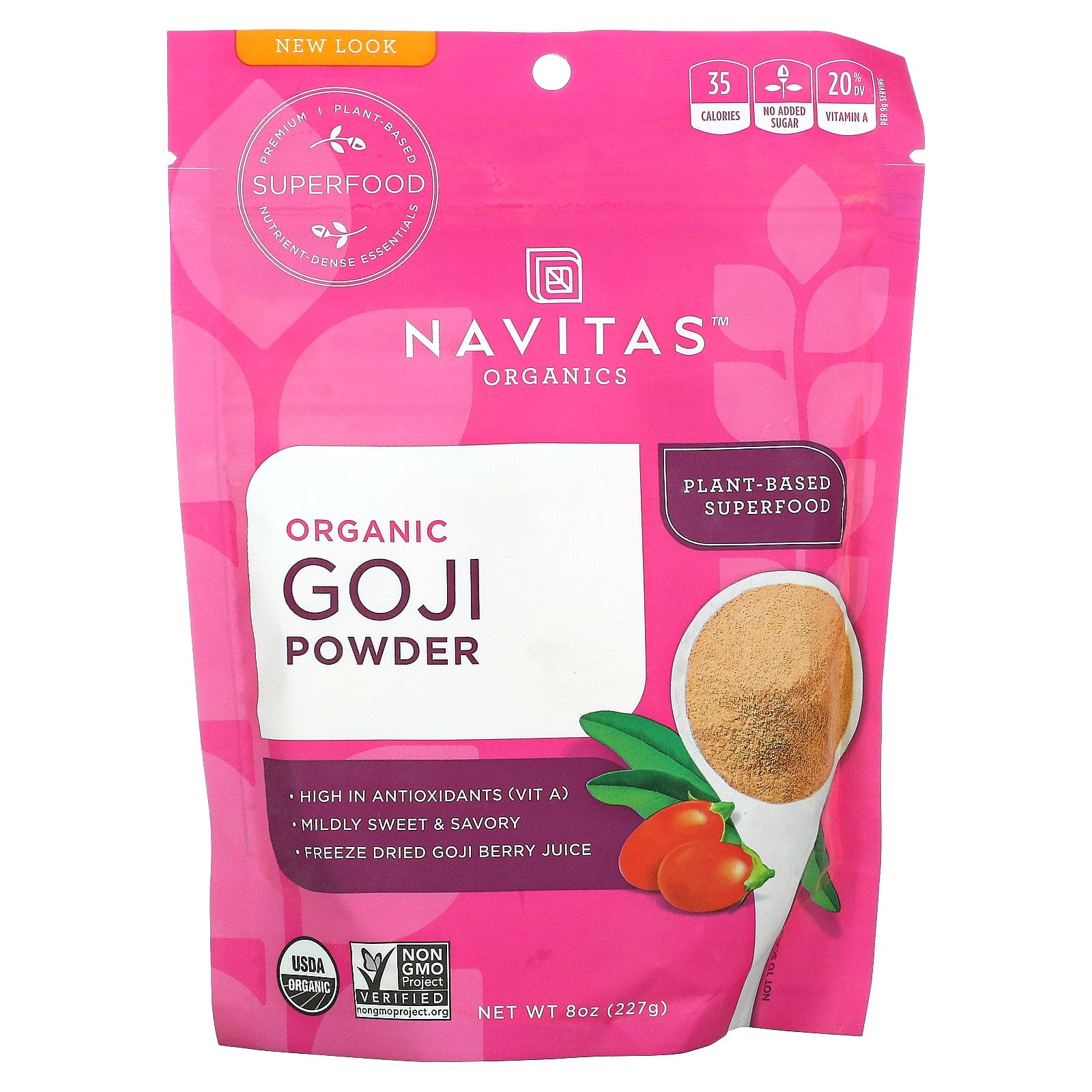 Organic Goji Powder, 8 oz (227 g), Navitas Organics