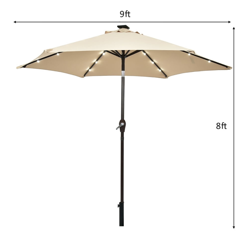 Aimee Lii 9 Feet Solar LED Lighted Patio Market Umbrella Tilt Adjustment Crank Lift, Table Umbrella Outdoor for Patio, Pool, Beach, Beige Aimee Lii 9 Feet Solar LED Lighted Patio Market Umbrella Tilt Adjustment Crank Lift, Table Umbrella Outdoor for Patio, Pool, Beach, Beige