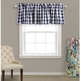 thumbnail image 2 of Aiking 2 Panels of 56" x 16" Picnic Plaid Rod Pocket Window Curtain Valances, Polyester, Navy and White, 2 of 3