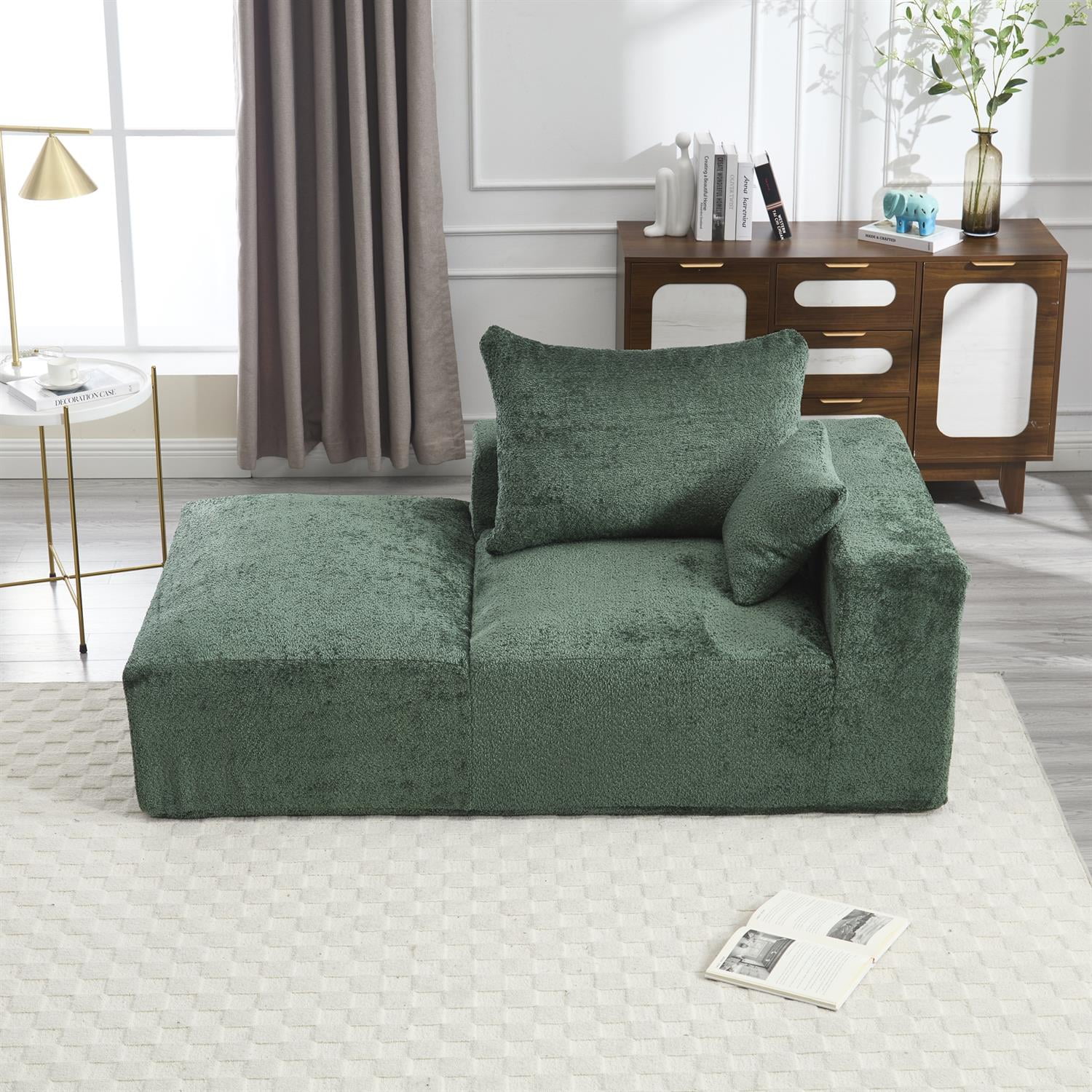 Demi Bonn 67" Memory Foam 2-Seater Sofa, Comfy Chenille Fabric Couch, No Assembly Needed, Portable Modern Deep Seat for Living Room, Bedroom, Apartment, Green