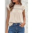 thumbnail image 5 of PRETTYGARDEN Striped Shirt Womens Summer Tops Spring Business Casual Work Dressy Crochet Lace Ruffle Cap Sleeve Blouse, 5 of 9