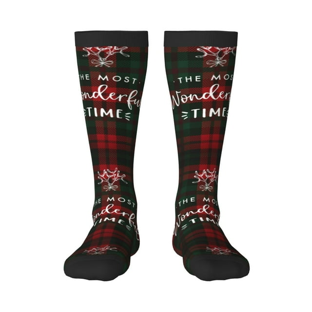 Wukai Bas de Noël Merveilleux pour Couleurs Contrastantes, Chaussettes Longues de Sport et de Mise en Forme pour Adultes, Unisexe