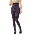 thumbnail image 1 of TIEVOSA Collants Transparents Gainants d'Halloween pour Femmes avec Motif Rayé Contrastant (Violet), 1 of 5