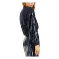 thumbnail image 2 of I.N.C Womens Sequin-Sleeve Cropped Sweatshirt, Blue, Medium, 2 of 2