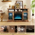 thumbnail image 6 of Giantex TV Stand w/ Electric Fireplace, Rustic Media Entertainment Center w/Adjustable Shelves, Brown, 6 of 7
