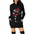 thumbnail image 3 of Vestido de Navidad de manga larga para mujer, minivestido informal con capucha para Fiesta y vacaciones, talla grande, 3 of 5