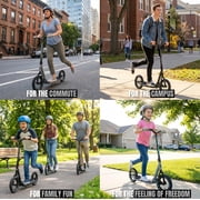 Large Kick Scooter for Adults & Teens – 12 Spoked Air Tires, 300lbs, Tall Bars, Wide Deck, Kickstand – Madd Gear Metro Urban Glide 300