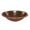 thumbnail image 1 of Premier Copper Products LO19RRDB 19 in. Oval Roped Rim Self Rimming Hammered Copper Sink, 1 of 3