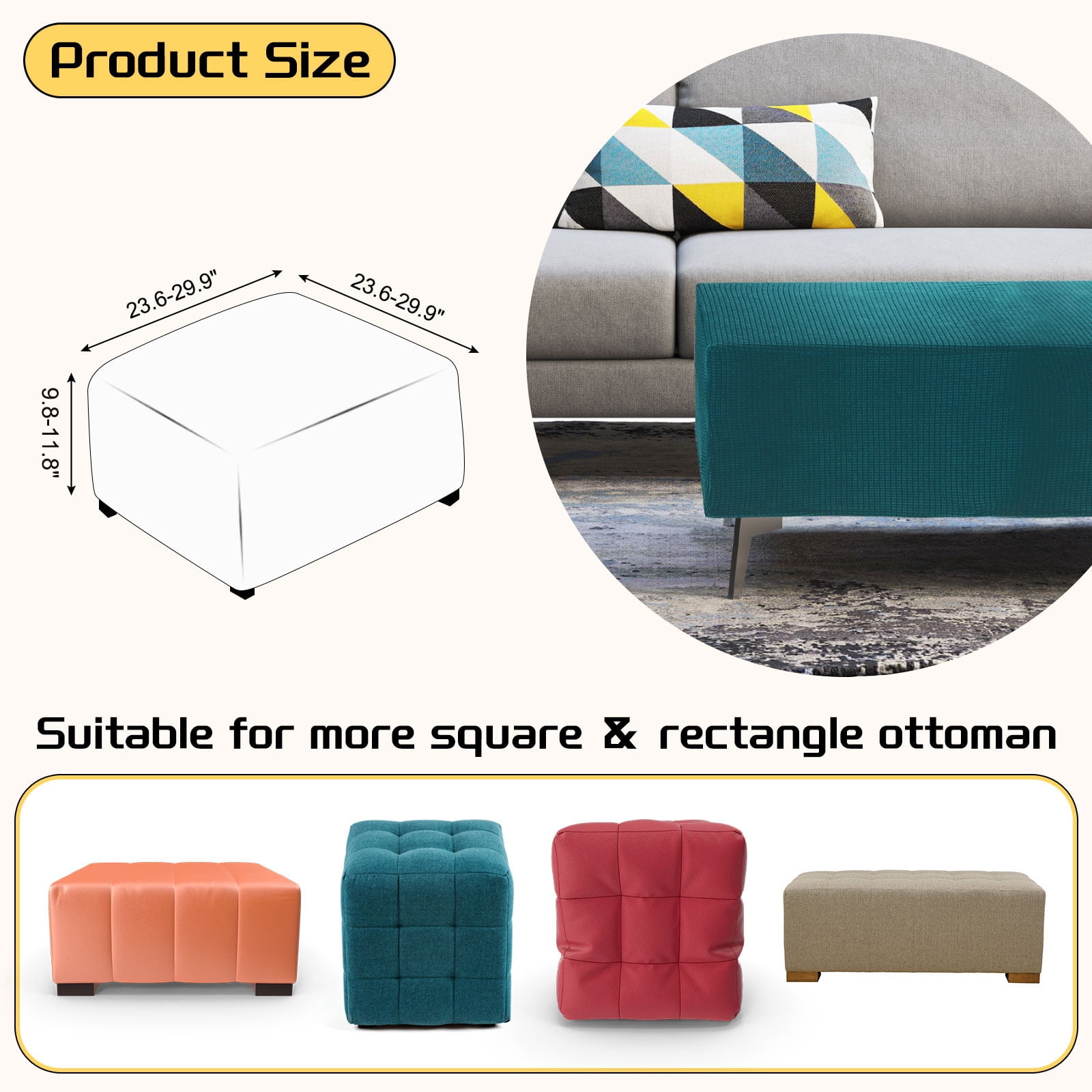 Unique Bargains Stylish Square Jacquard Slipcover Green 23.6"–29.9" x 13.8"–17.7"