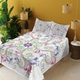 thumbnail image 4 of Ambesonne Mandala Fitted & Top Sheet Set with Shams, Round Flower Frame, Purple White Green, 4 of 7