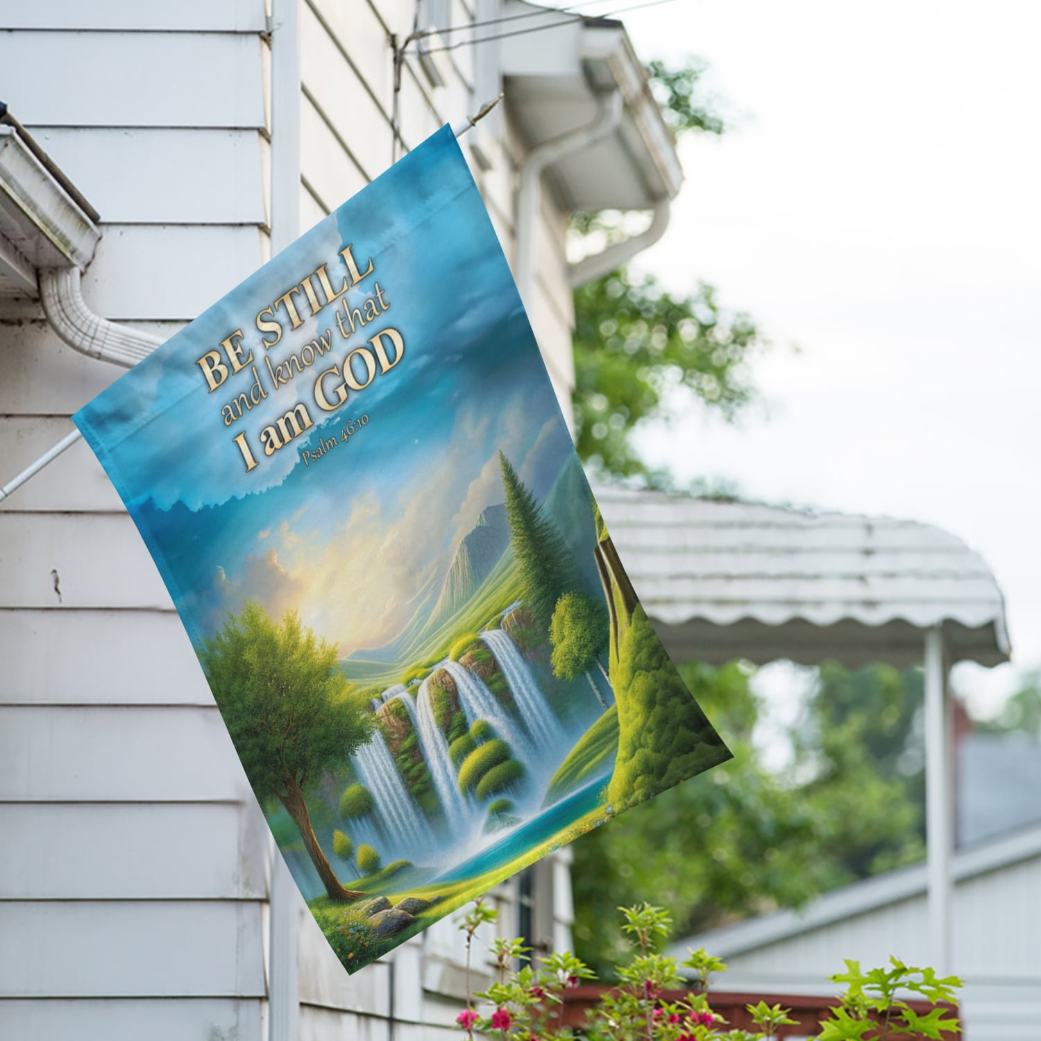 America Forever Be Still And Know That I Am God Spring House Flag, 28 x 40 inch Double Sided, Psalm 46:10, Scripture Bible Verse Outdoor Decor, Holiday Outside Decorations Yard Flag