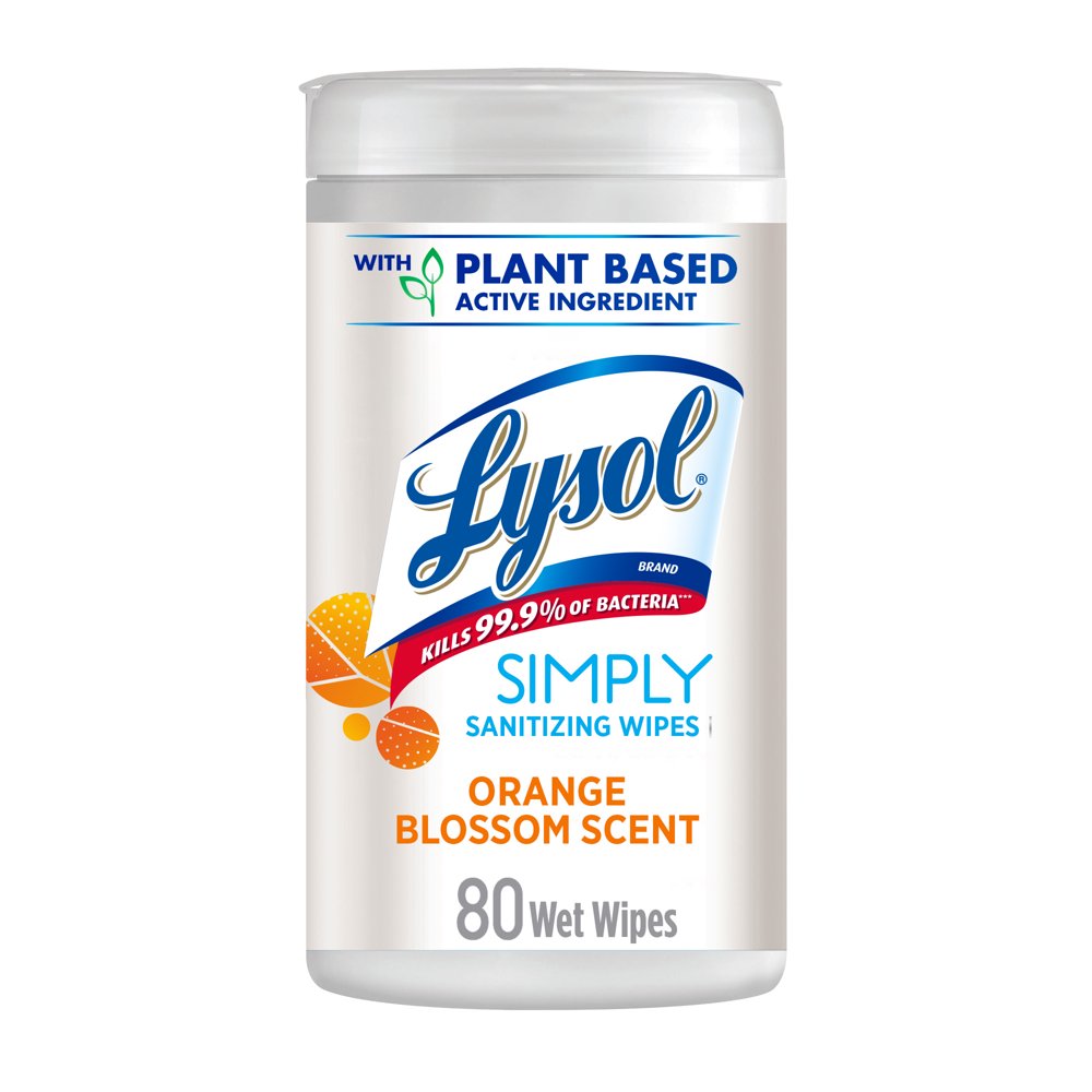 Lysol Simply Sanitizing Wipes, 80ct, Orange Blossom Scent, No Harsh