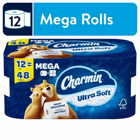 Charmin Ultra Soft Toilet Paper, 12 Mega Rolls = 48 Regular Rolls