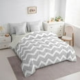 thumbnail image 3 of Feelyou Stripe Line Waves Twin Bedding Sets 7-Piece, Grey Abstract Bedding Comforter Set, 3 of 8