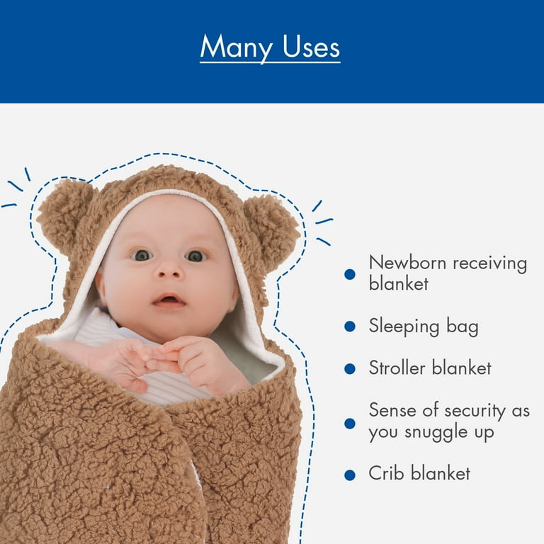 Gllquen Baby Plush Sherpa Newborn Receiving Blanket Fleece Sleeping Wrap Swaddle for Boys Girls Brown