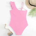 thumbnail image 6 of SSCMYXG Girls Ruched 1 Piece Bathing Suit, Single Shoulder Ruffle Swimsuit, Kids Swimwear for 8-16Y Summer Vacation Red 9-10 Years, 6 of 6