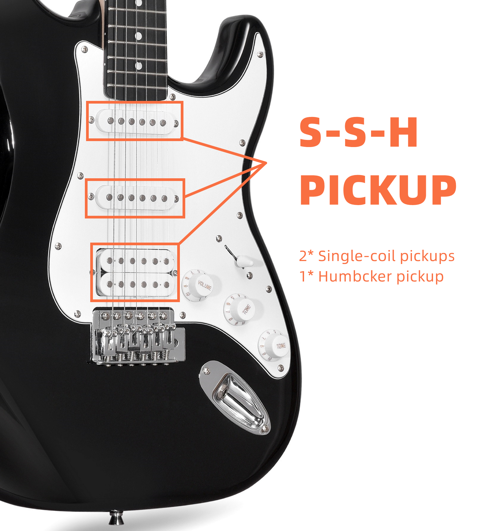 ADM 39in Full-Size Electric Guitar Beginner Kit Black photo 7