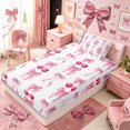 thumbnail image 5 of Meiyoeat Cute Ribbon Bow Twin Sheets 3pcs for Teens, Cartoon Fruit Cherry Bedding for Bedroom, Pink Red White, 5 of 6