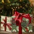 thumbnail image 6 of AUR Christmas Floral Wrapping Paper 6 Sheets for Girls Women, Vintage Red & Green Poinsettia Design, Folded Flat for Holiday Party 19.7" x 27.5" Per Sheet, 6 of 17