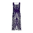 thumbnail image 5 of Women's Linen Dresses Casual Loose Crew Neck Summer Dress Sleeveless Tank Dress Print T Shirt Dress Sundress Boho Dress Flowy Baggy Summer Beach Dress Long Tunic Dress Purple XL, 5 of 5