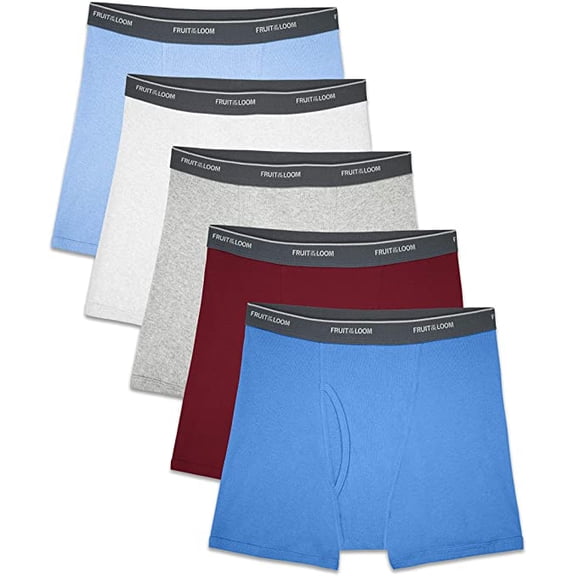 Fruit of the Loom boys (Assorted Colors) Boxer Briefs, Traditional Fly - 5 Pack Solids, X-Large US