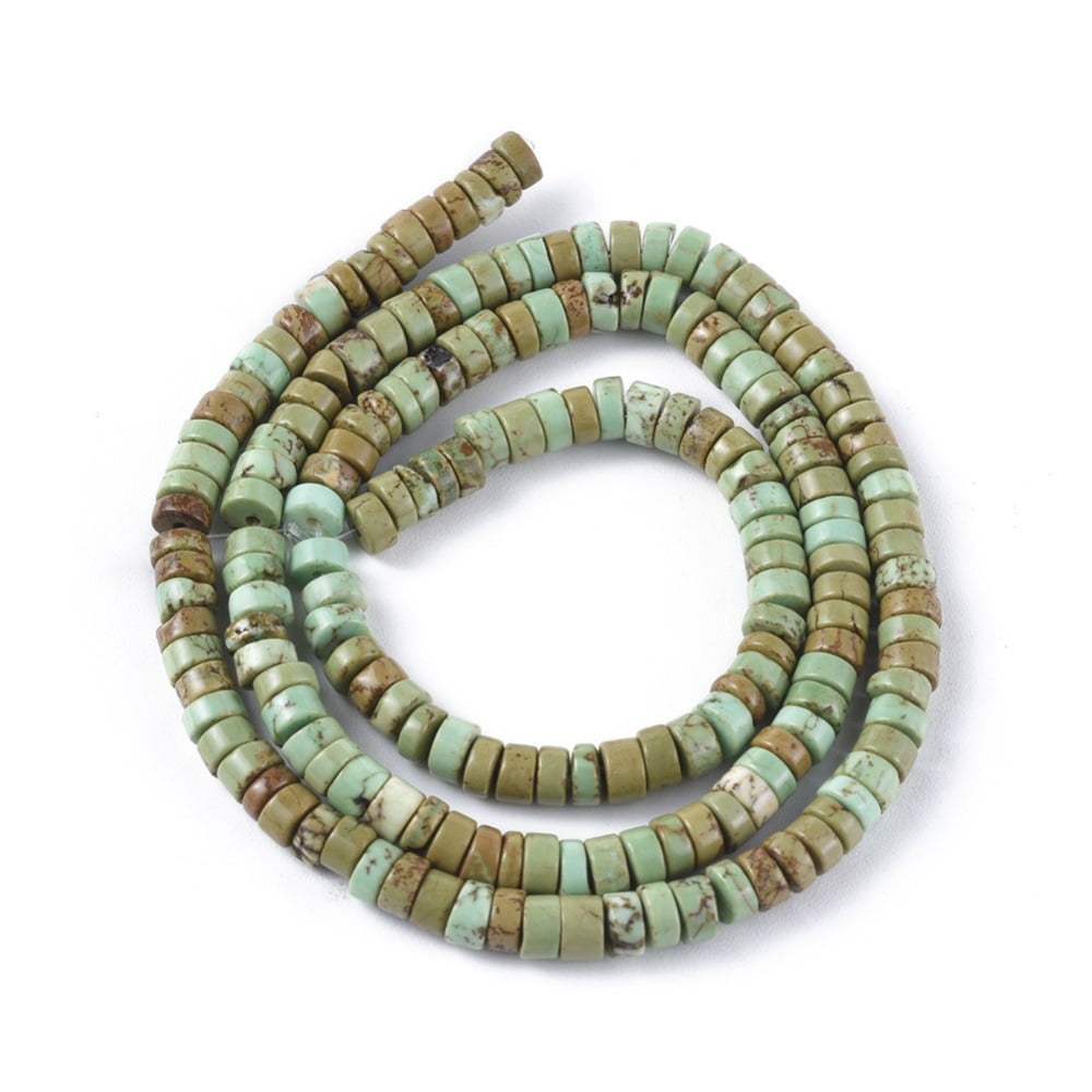 Natural Magnesite Beads Strands Heishi Beads Dyed & Heated Flat Round/Disc Dark Sea Green 4x2mm Hole: 0.8mm 186pcs/strand 15.1 inch(38.5cm)