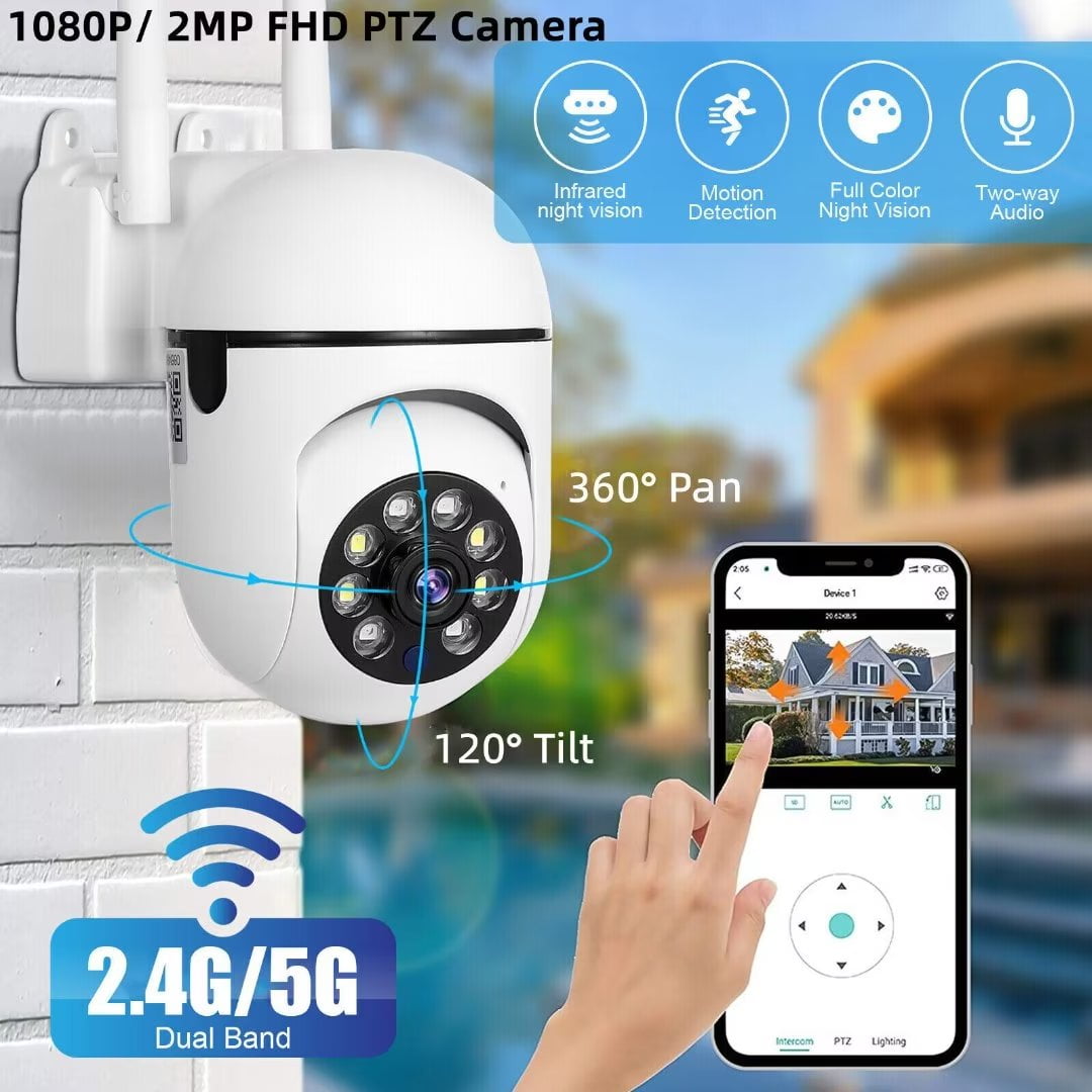 IZENGATE 360°Dual Band 2.4Ghz&5Ghz Wireless 2.4GHz & 5G WIFI Camera ...