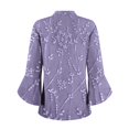 thumbnail image 6 of Women's Long Sleeve T-shirt 3/4 Length Sleeve Womens Tops V Neck Spring Shirts 2025 Petal Bell Sleeve Plus Size Boho Ethnic Style Tee Shirts,Blue Women's Long sleeve T-shirt S, 6 of 6