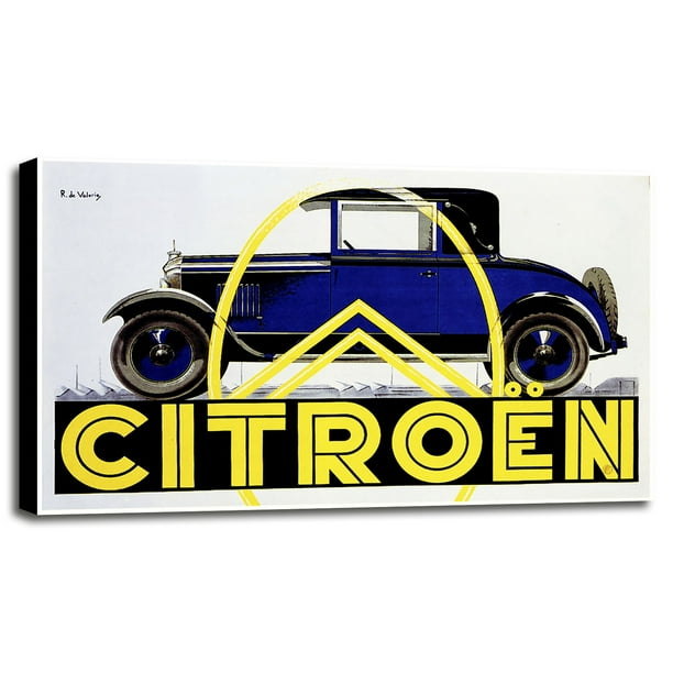 Blue Citroen-VINAPP125380 Framed Print 12.25"x20" by Vintage Apple Collection in a Canvas Stretched on 3/4" Bars