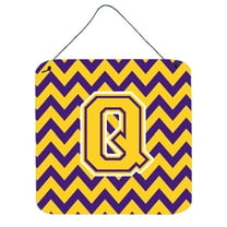 Carolines Treasures CJ1041-QDS66 Letter Q Chevron Purple and Gold Wall or Door Hanging Prints 6HX6W multicolor